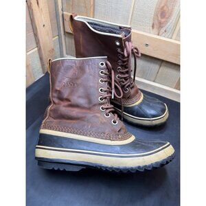Sorel Waterproof Duck Boots Womens 9 Premium Brown Leather NL1718-206